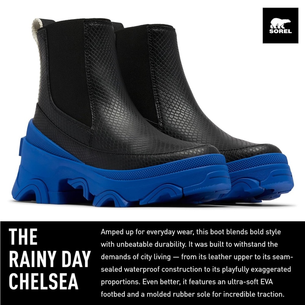 Sorel Black & Blue Chunky Chelsea Boots - Picture 3 of 10